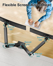 Dual Monitor Arm Desk Mount Fits Max 32 inch Screens, Holds 4.4 to 19.8lbs