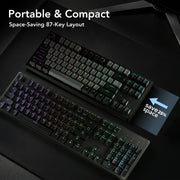 TECWARE Phantom+ Elite 87 Key RGB Mechanical Gaming Keyboard | 3-Mode Wireless Bluetooth 5.0, 2.4GHz & USB-C Wired | Hot-Swappable 5-Pin | Double-Shot PBT Keycaps | Wraith Brown Switch - Black