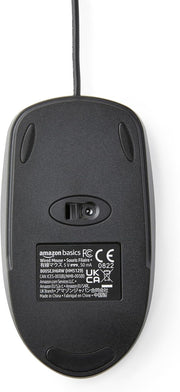 Amazon Basics 3-Button USB Wired Mouse with Responsive Tracking, Plug & Play, Compatible with Windows and Mac, Black