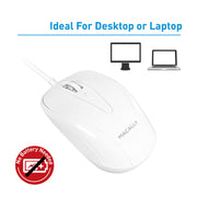 Macally USB Type C Mouse - Slim & Compact Design - USB C Mouse for MacBook Pro iMac PC etc. - Simple 3 Button & Scroll Wheel Layout with DPI Switch - Comfortable Plug & Play Apple Wired Mouse USBC