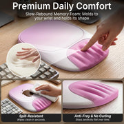 Ergonomic Mouse Pad with Wrist Rest, Sloped Memory Foam Mousepad with Wrist Support, Cooling Channels, Non-Slip Base, Smooth Lycra Surface for Office, Gaming & Home Desk (Black)