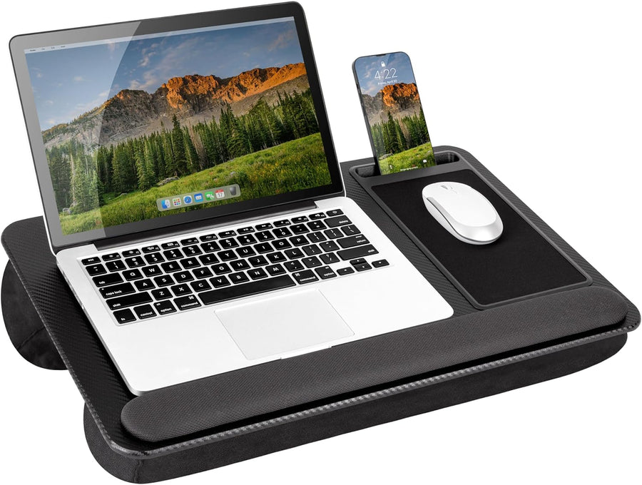 LAPGEAR Home Office Pro Lap Desk - Black Carbon, Fits 15.6” Laptops