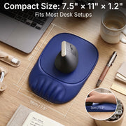 Ergonomic Mouse Pad with Wrist Rest, Sloped Memory Foam Mousepad with Wrist Support, Cooling Channels, Non-Slip Base, Smooth Lycra Surface for Office, Gaming & Home Desk (Black)