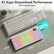 TECWARE Spectre 75 Mechanical Gaming Keyboard | Customizable LCD Screen Display & Knob | Tri-Mode Wireless Bluetooth 2.4GHz | Gasket Mount Hot Swappable | Black Candy Red Linear Switches