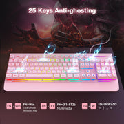 TECKNET Wired Gaming Keyboard, RGB Backlit Keyboard with Metal Panel Design