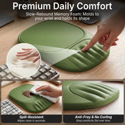 Ergonomic Mouse Pad with Wrist Rest, Sloped Memory Foam Mousepad with Wrist Support, Cooling Channels, Non-Slip Base, Smooth Lycra Surface for Office, Gaming & Home Desk (Black)