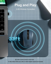 wegear USB Wireless Mouse for Laptop PC Mac, 2.4GHz Cordless Mouse-Black