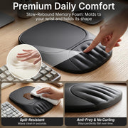 Ergonomic Mouse Pad with Wrist Rest, Sloped Memory Foam Mousepad with Wrist Support, Cooling Channels, Non-Slip Base, Smooth Lycra Surface for Office, Gaming & Home Desk (Black)
