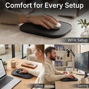 Ergonomic Mouse Pad with Wrist Rest, Sloped Memory Foam Mousepad with Wrist Support, Cooling Channels, Non-Slip Base, Smooth Lycra Surface for Office, Gaming & Home Desk (Black)