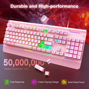 TECKNET Wired Gaming Keyboard, RGB Backlit Keyboard with Metal Panel Design