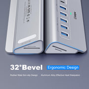 Powered USB Hub 10Gbps, intpw YH6AC Plus 10-Port USB 3.2 Hub(USB A/USB C 3.2+3 USB-A 3.0+2 PD 45W Fast Charging Ports+SD/TF Card Reader), 65W Power Adapter,Aluminum USB HUB for PC/Laptop,iPhone 17/16