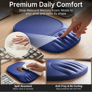 Ergonomic Mouse Pad with Wrist Rest, Sloped Memory Foam Mousepad with Wrist Support, Cooling Channels, Non-Slip Base, Smooth Lycra Surface for Office, Gaming & Home Desk (Black)