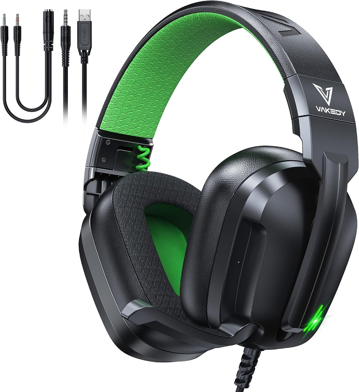 Vakedy Wired Gaming Headset for Xbox,PS5,PS4,PC,Switch, RGB 50mm Drivers
