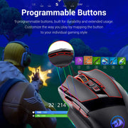 Redragon M801 Wireless Gaming Mouse, RGB Gaming Mouse with MMO 9 Programmable Macro Editing Buttons, UP 16000 Adjustable DPI, Rapid Fire Button for Game, Windows,PC - Wireless, Black