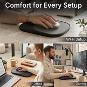 Ergonomic Mouse Pad with Wrist Rest, Sloped Memory Foam Mousepad with Wrist Support, Cooling Channels, Non-Slip Base, Smooth Lycra Surface for Office, Gaming & Home Desk (Black)
