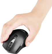 Amazon Basics Portable Wireless Computer Mouse, Ergonomic, 2.4 GHz Optical, DPI Adjustable, Easy to Use, Compatible With PC, Mac, Laptop, Black