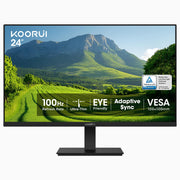 KOORUI 24" FHD IPS PC Monitor, 144Hz Adaptive Sync, Eye Care, Tilt Adjustable, HDMI & VGA, VESA Mount for Home Office, Streaming and Casual Gaming