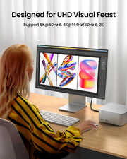 Silkland USB C Monitor Cable Right Angle 5FT, 8K@30Hz 5K/4K@60Hz Display