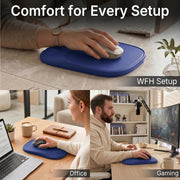 Ergonomic Mouse Pad with Wrist Rest, Sloped Memory Foam Mousepad with Wrist Support, Cooling Channels, Non-Slip Base, Smooth Lycra Surface for Office, Gaming & Home Desk (Black)