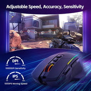 RisoPhy Wireless Gaming Mouse, 3-Mode 2.4G/USB-C/Bluetooth with RGB Backlit