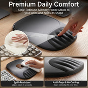 Ergonomic Mouse Pad with Wrist Rest, Sloped Memory Foam Mousepad with Wrist Support, Cooling Channels, Non-Slip Base, Smooth Lycra Surface for Office, Gaming & Home Desk (Black)