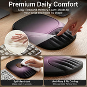 Ergonomic Mouse Pad with Wrist Rest, Sloped Memory Foam Mousepad with Wrist Support, Cooling Channels, Non-Slip Base, Smooth Lycra Surface for Office, Gaming & Home Desk (Black)