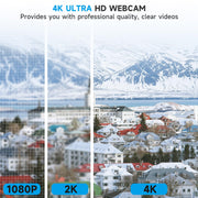 AOC 4K Webcam for PC, Streaming Computer Camera with Noise-Canceling Mic