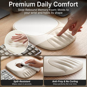 Ergonomic Mouse Pad with Wrist Rest, Sloped Memory Foam Mousepad with Wrist Support, Cooling Channels, Non-Slip Base, Smooth Lycra Surface for Office, Gaming & Home Desk (Black)