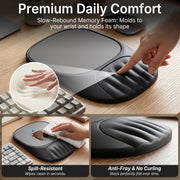 Ergonomic Mouse Pad with Wrist Rest, Sloped Memory Foam Mousepad with Wrist Support, Cooling Channels, Non-Slip Base, Smooth Lycra Surface for Office, Gaming & Home Desk (Black)