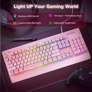 TECKNET Wired Gaming Keyboard, RGB Backlit Keyboard with Metal Panel Design