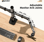 ERGOMAKER Dual Monitor Mount, Height Adjustable Swivel for 13-27" Screens