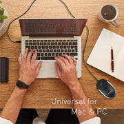Macally USB Type C Mouse - Slim & Compact Design - USB C Mouse for MacBook Pro iMac PC etc. - Simple 3 Button & Scroll Wheel Layout with DPI Switch - Comfortable Plug & Play Apple Wired Mouse USBC